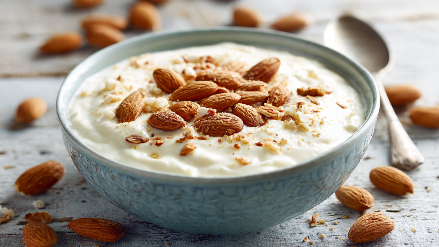 Yogurt alla vaniglia + manciata di mandorle