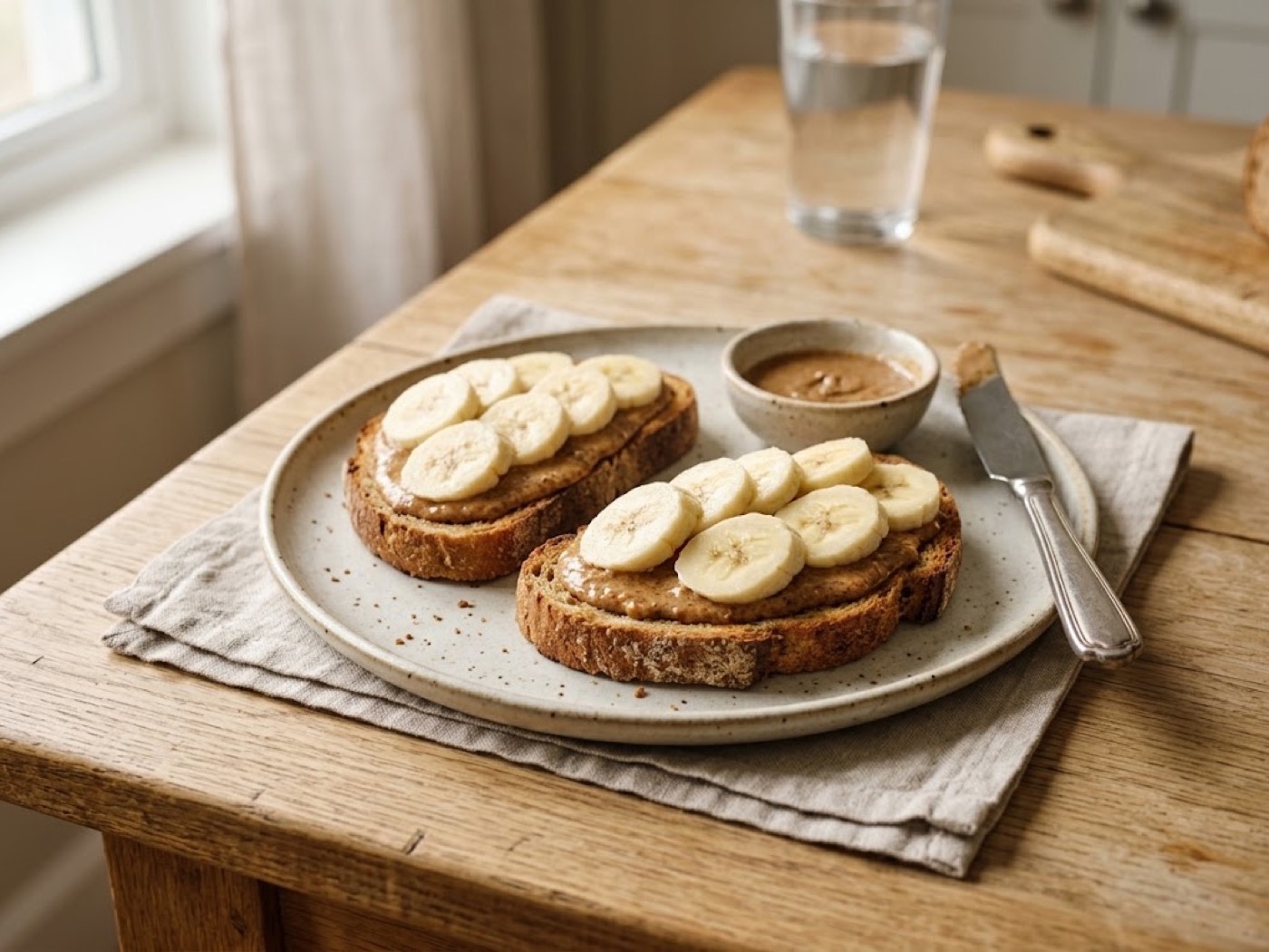 Toast banana e burro di mandorle
