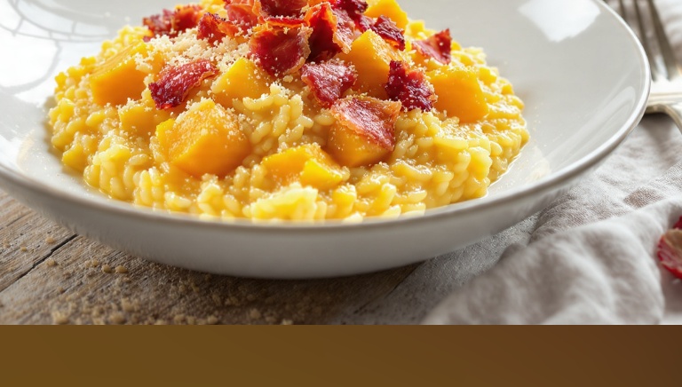 Risotto zucca e pancetta