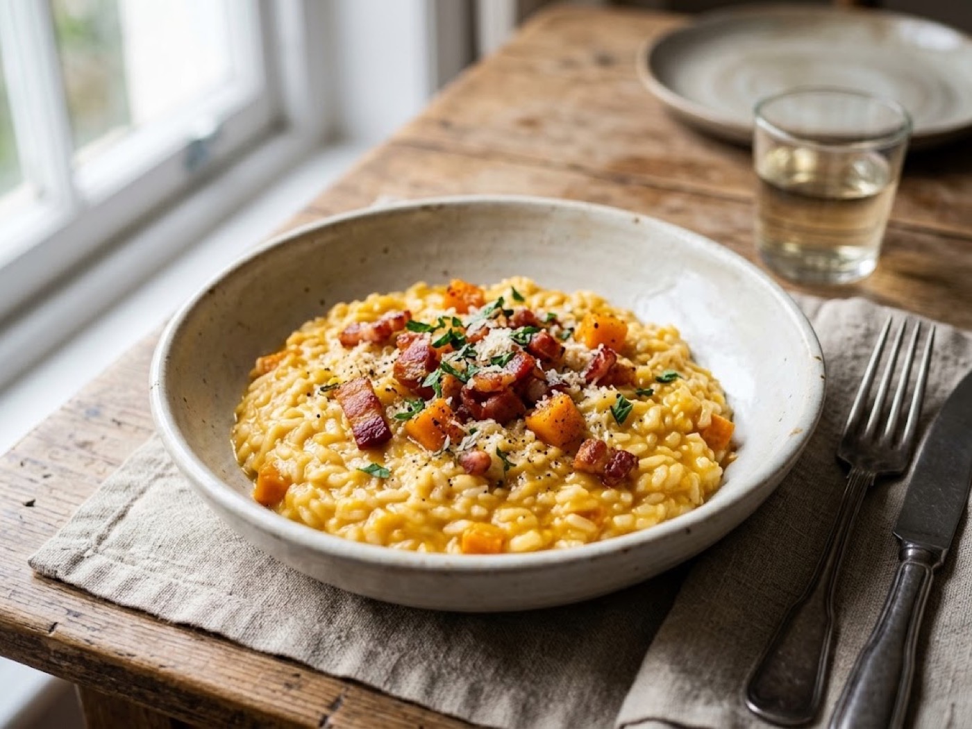 Risotto zucca e pancetta