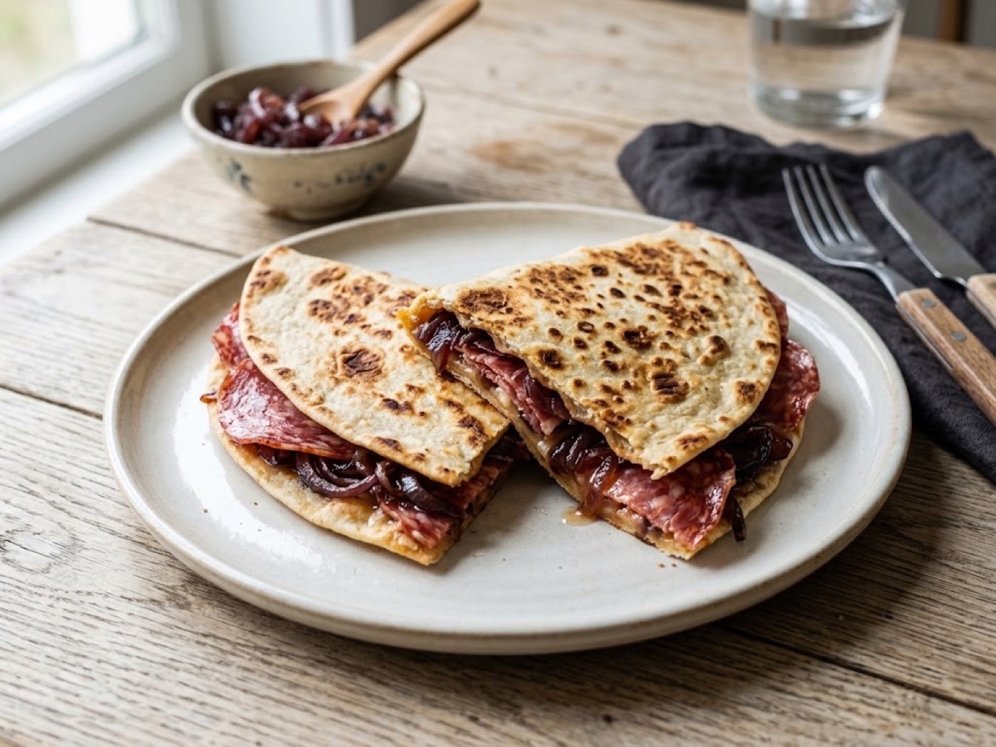 Piadina Salame e Cipolle Carammellate