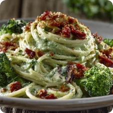 Spaghetti con crema di broccoli e alici