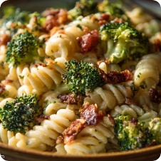 Fusilli con broccoli e pancetta