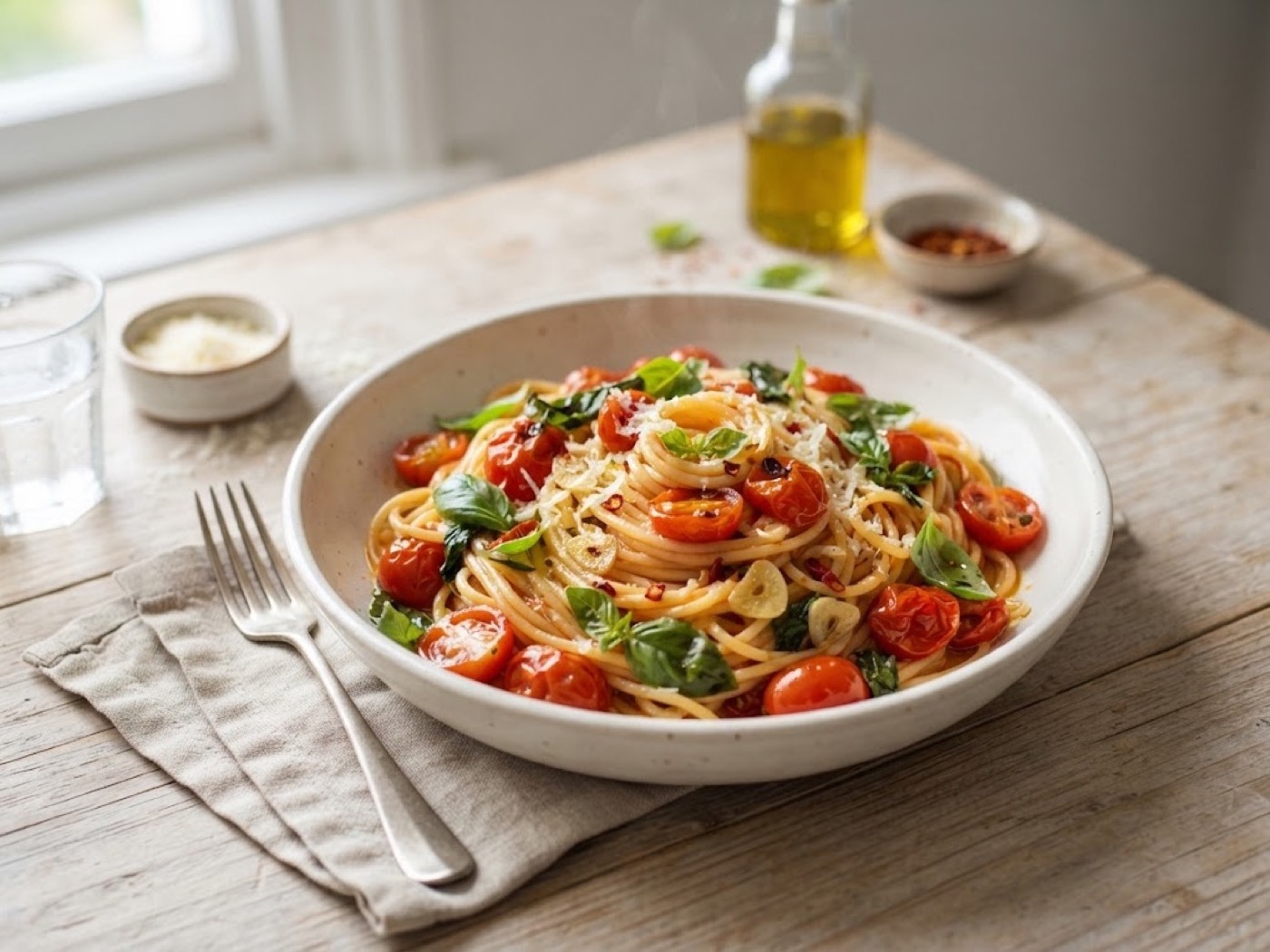 Pasta con pomodorini freschi