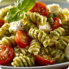 Pasta fredda pesto, pomodorini e mozzarella