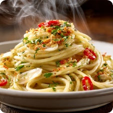 Spaghetti aglio, olio, peperoncino e bottarga