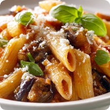 Penne alla Norma con melanzane e ricotta salata