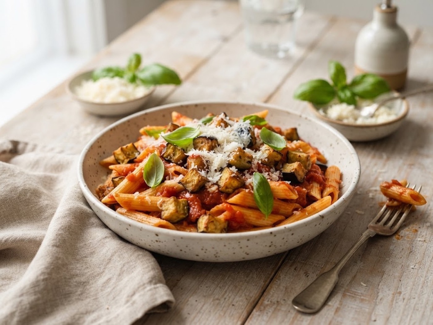 Penne alla Norma con melanzane e ricotta salata