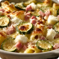 Pasta al forno zucchine e prosciutto