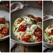 Risotto pomodorini, basilico e stracciatella