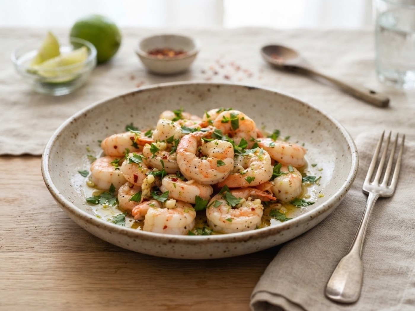 Gamberi al lime e aglio