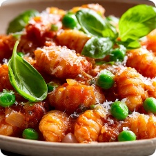Gnocchetti sardi con pomodoro e piselli