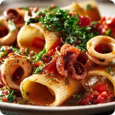 Calamarata con calamari