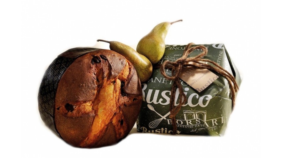 Panettone Pere e Cioccolato con Cubetti di Pera Semicandita e Gocce di Cioccolato - Basso