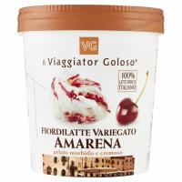 Gelato Morbido e Cremoso Gusto Fiordilatte Variegato Amarena il Viaggiator Goloso