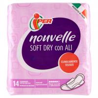 Nouvelle Soft Dry con Ali 14 Assorbenti Sottili con Ali Ripiegati in Bustine